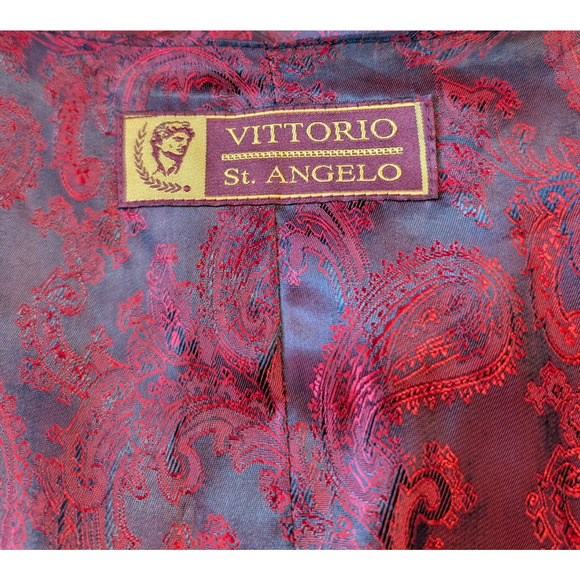 Vittorio St. Angelo  Vest Waistcoat 5 Button Plaid Size 56 L EUC - Picture 5 of 5